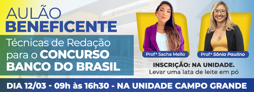 Concurso BB: prepare-se para Redação com aulão beneficente da Degrau Cultural